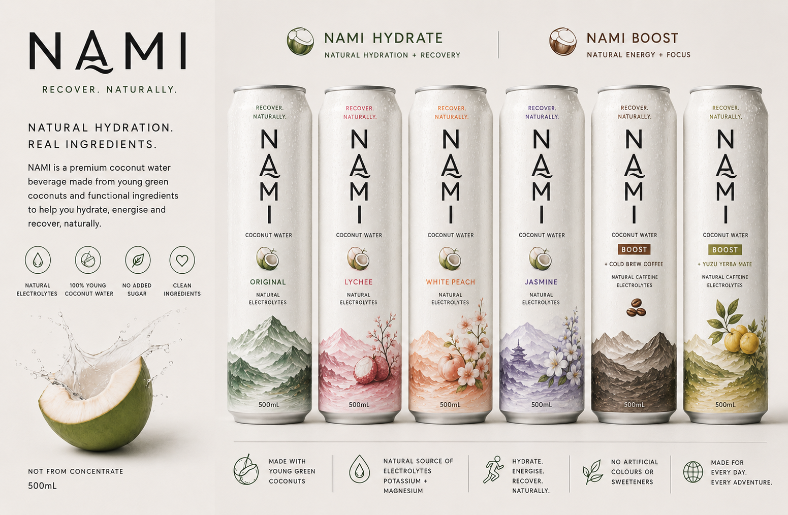 NAMI premium coconut water can range mockup